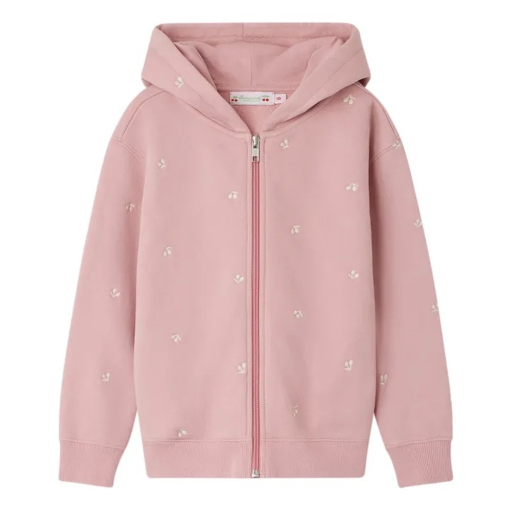 Bonpoint cotton hoodie with cherry embroidery